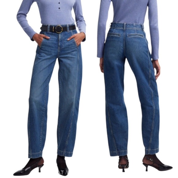NWT Madewell Tapered Denim Wide Leg Jeans Trousers in Concho Wash Size 28 - Picture 1 of 10
